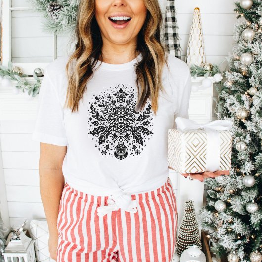 Schwarz-Weiß-Weihnachtsdesign T-Shirt