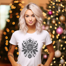 Schwarz-Weiß-Weihnachtsdesign T-Shirt