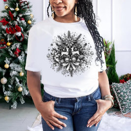 Schwarz-Weiß-Weihnachtsdesign T-Shirt