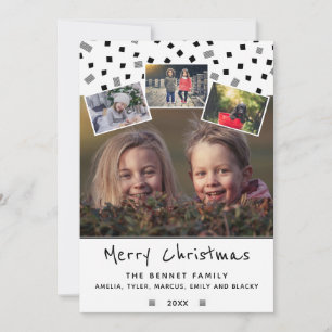 Schwarz-Weiß-Weihnachtsfamilie 4 Foto-Collage Feiertagskarte