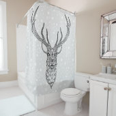 Schwarz & Weiß Weihnachtsferd Duschvorhang (Beispiel)