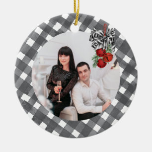 Schwarz-Weiß-Weihnachtskarte Keramik Ornament