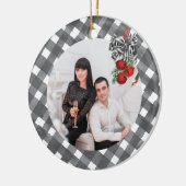 Schwarz-Weiß-Weihnachtskarte Keramik Ornament (Links)
