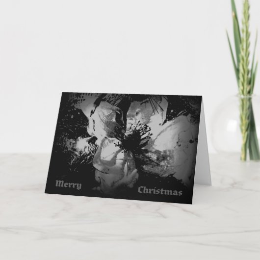 Schwarz-Weiß-Weihnachtskarte mit Blume Feiertagskarte (Vorderseite)