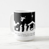 Schwarz-Weiß-Weihnachtskrippe Benutzerdefinierter Kaffeetasse (Vorderseite Links)
