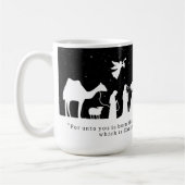 Schwarz-Weiß-Weihnachtskrippe Benutzerdefinierter Kaffeetasse (Links)
