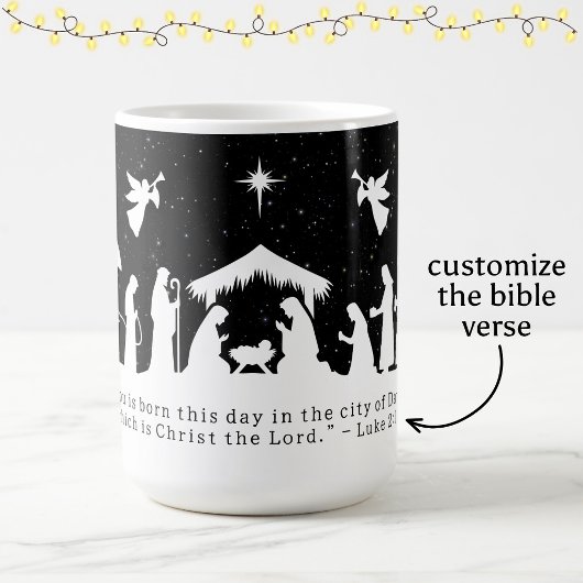Schwarz-Weiß-Weihnachtskrippe Benutzerdefinierter Kaffeetasse