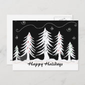 Schwarz-Weiß-Weihnachtslandschaft Feiertagspostkarte (Vorne/Hinten)