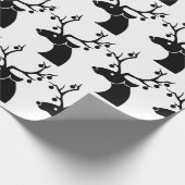 Schwarz-Weiß-Weihnachtsmann mit Ornamenten Geschenkpapier (Ecke)