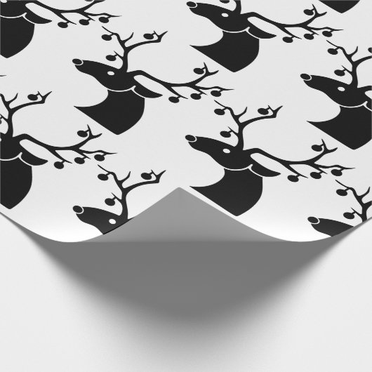 Schwarz-Weiß-Weihnachtsmann mit Ornamenten Geschenkpapier (Ecke)