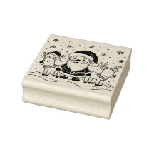 Schwarz-Weiß-Weihnachtsmann mit Rentieren