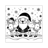 Schwarz-Weiß-Weihnachtsmann mit Rentieren Gummistempel (Prägung)
