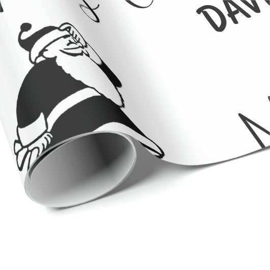 Schwarz & Weiß Weihnachtsmann Weihnachten Geschenkpapier (Rolleneckpunkt)