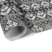 Schwarz-Weiß Weihnachtsmesse Isle Pattern Geschenkpapier (Rolleneckpunkt)