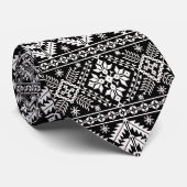 Schwarz-Weiß Weihnachtsmesse Isle Pattern Krawatte (Gerollt)