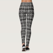 Schwarz-Weiß Weihnachtsmesse Isle Pattern Leggings (Rückseite)
