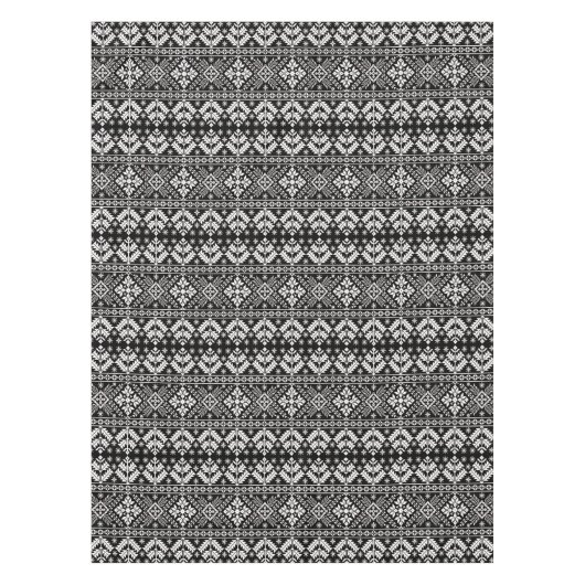 Schwarz-Weiß Weihnachtsmesse Isle Pattern Tischdecke (Vorderseite)