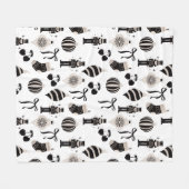 Schwarz-Weiß-Weihnachtsmuster Fleecedecke (Vorderseite (Horizontal))