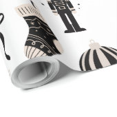 Schwarz-Weiß-Weihnachtsmuster Geschenkpapier (Rolleneckpunkt)