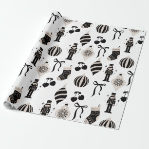 Schwarz-Weiß-Weihnachtsmuster Geschenkpapier