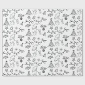 Schwarz-Weiß-Weihnachtsmuster Geschenkpapier (Flach)