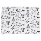 Schwarz-Weiß-Weihnachtsmuster Große Geschenktüte (Vorderseite)