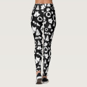 Schwarz-Weiß-Weihnachtsmuster Leggings (Rückseite)