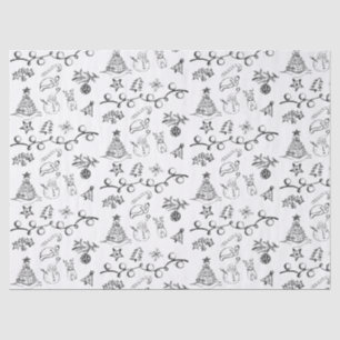Schwarz-Weiß-Weihnachtsmuster Seidenpapier