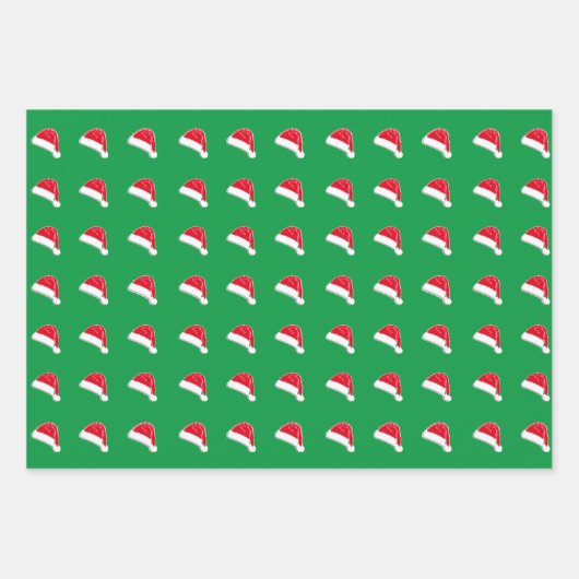 Schwarz-Weiß-Weihnachtsmuster-Weihnachtsmannmütze Geschenkpapier Set (Vorderseite 2)