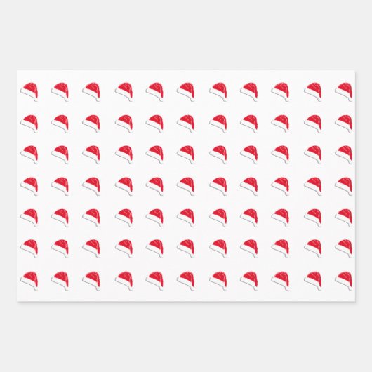 Schwarz-Weiß-Weihnachtsmuster-Weihnachtsmannmütze Geschenkpapier Set (Vorderseite)