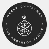 Schwarz-Weiß-Weihnachtsschmuck - Herzen Runder Aufkleber (Vorderseite)