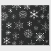 Schwarz & Weiß Weihnachtsschneeflocken Geschenkpapier (Flach)
