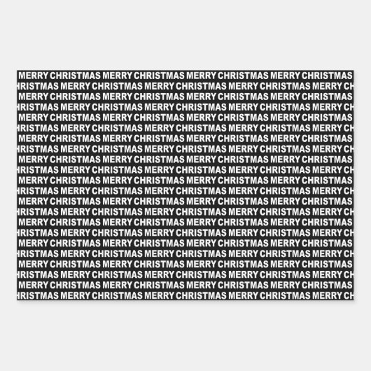 Schwarz-Weiß-Weihnachtstypografie Geschenkpapier Set (Vorderseite 2)