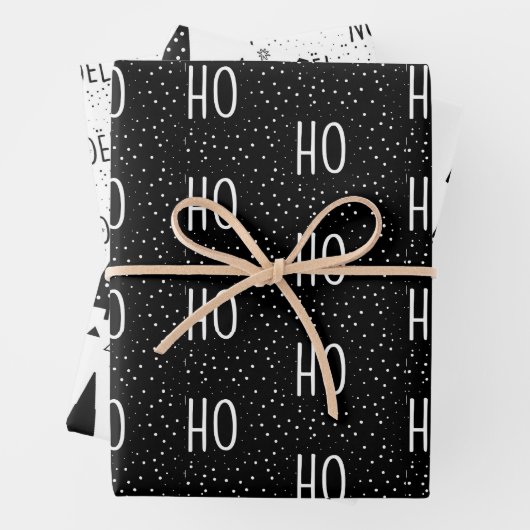 Schwarz-Weiß-Weihnachtswrapping Paper Geschenkpapier Set (Beispiel)