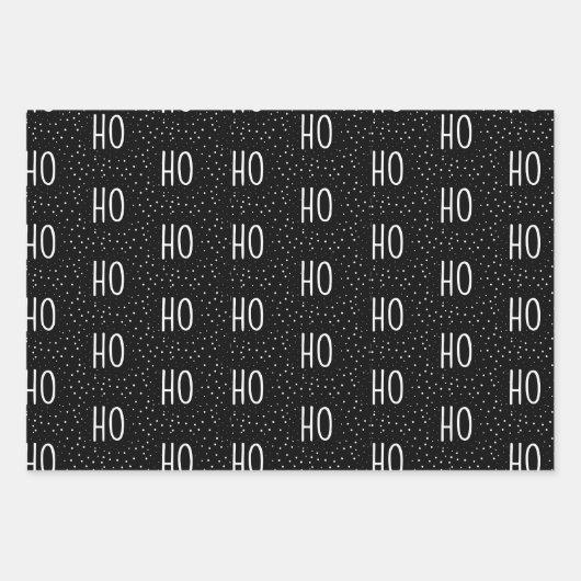 Schwarz-Weiß-Weihnachtswrapping Paper Geschenkpapier Set (Vorderseite)