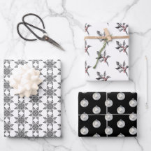 Schwarz-Weiß-Weihnachtswrapping Paper Sheets