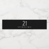 Schwarz-Weiß-Weinkennzeichen 21. Geburtstag Wasserflaschenetikett (Einzelnes Label)