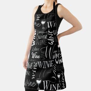 Schwarz-Weiß-Weintypografie-Muster Schürze