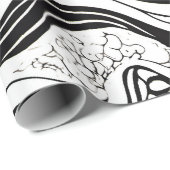 Schwarz-Weiß-Weiß-Abstrakt Geschenkpapier (Rolleneckpunkt)