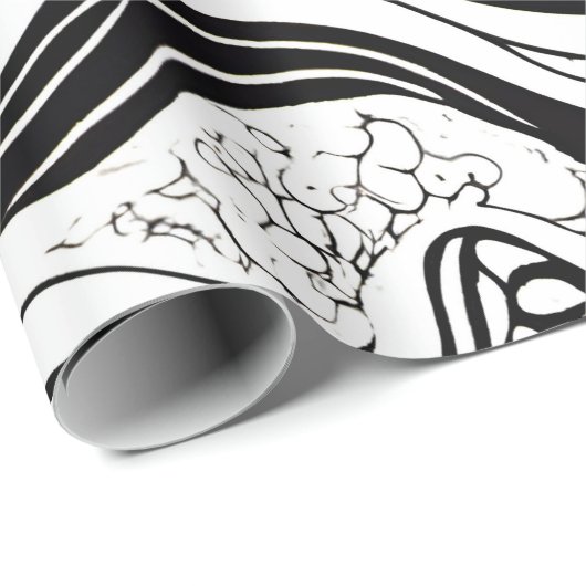 Schwarz-Weiß-Weiß-Abstrakt Geschenkpapier (Rolleneckpunkt)