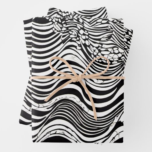 Schwarz-Weiß-Weiß-Abstrakt Geschenkpapier Set (Beispiel)