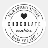 Schwarz-Weiß-Weiß-Herz gebacken mit Liebe Runder Aufkleber (Vorderseite)