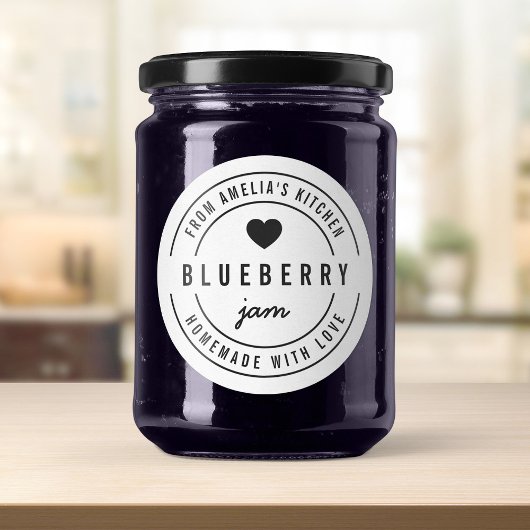 Schwarz-Weiß-Weiß-Herz-Hausgemacht mit Liebe Runder Aufkleber