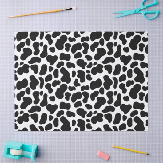 Schwarz-Weiß-Weiß-Kuh-Verborgene Gemustert Seidenpapier (Basteln)