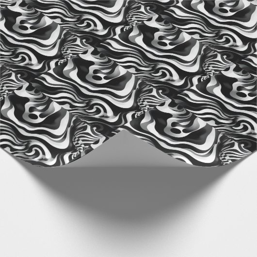 Schwarz-Weiß-Weiß-Op-Art, Geschenkpapier (Ecke)