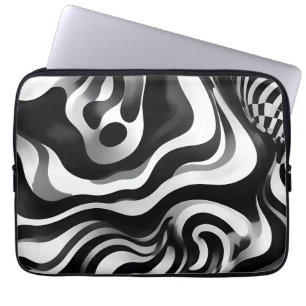 Schwarz-Weiß-Weiß-Op-Art, Laptopschutzhülle