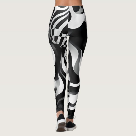 Schwarz-Weiß-Weiß-Op-Art, Leggings (Rückseite)