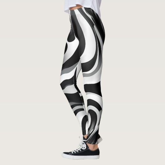 Schwarz-Weiß-Weiß-Op-Art, Leggings (Links)