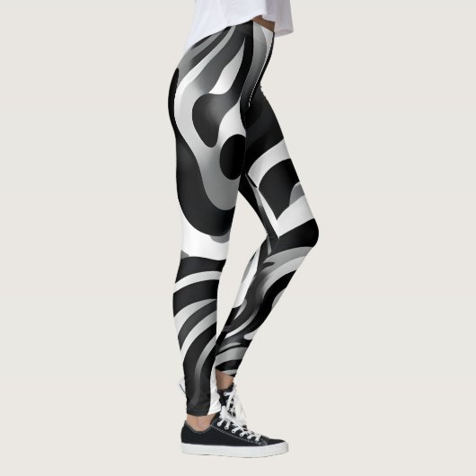 Schwarz-Weiß-Weiß-Op-Art, Leggings (Rechts)