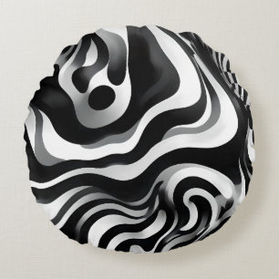 Schwarz-Weiß-Weiß-Op-Art, Rundes Kissen